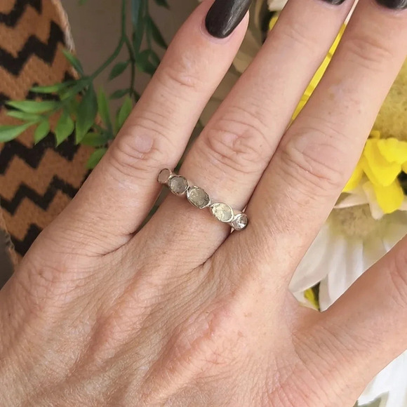Natural Polki-Sliced Diamond Ring In 925 Sterling Silver. - Picture 3 of 11